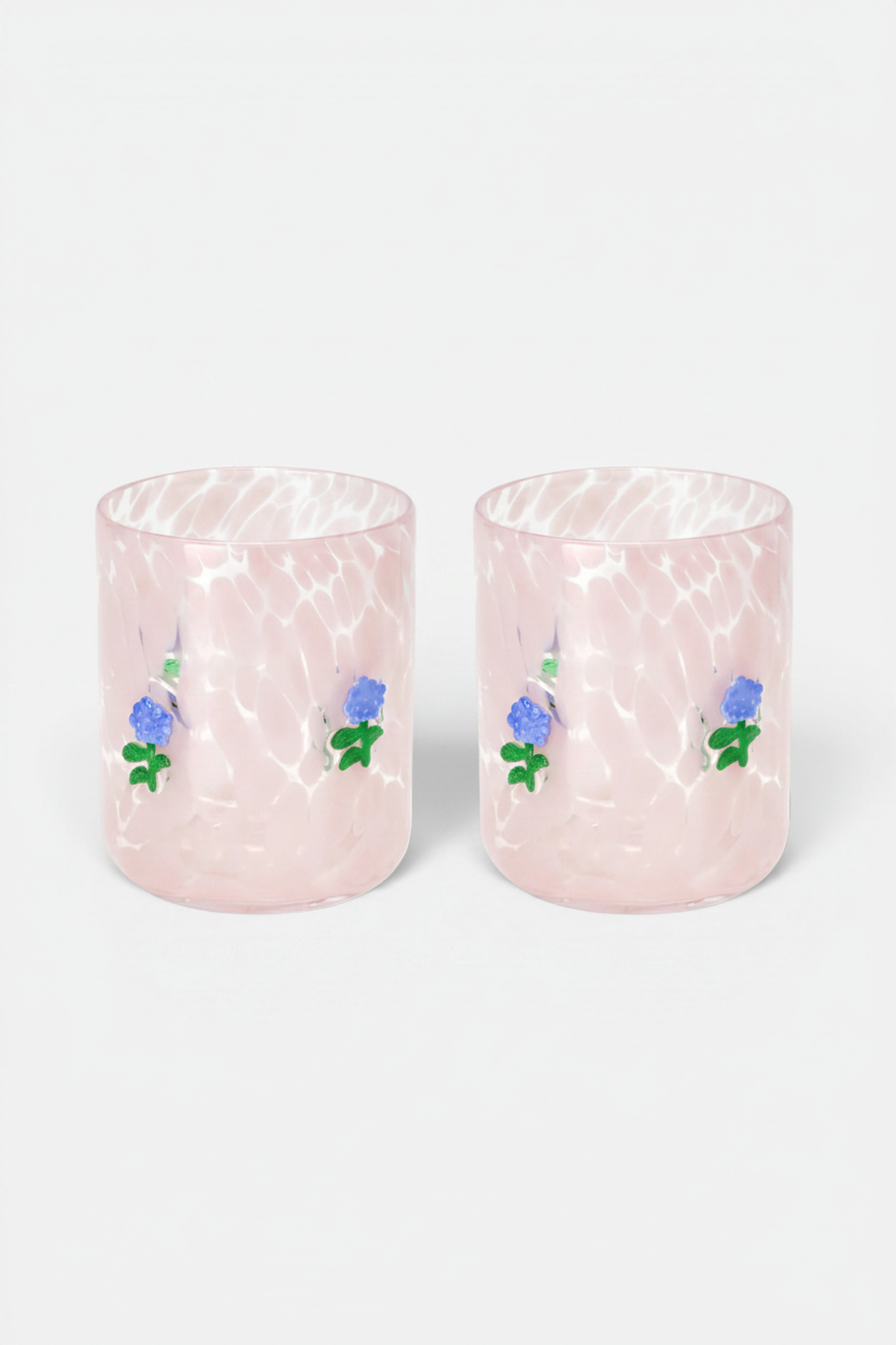 Swig Hydrangeas Charm Glass, Set of 2 – front view