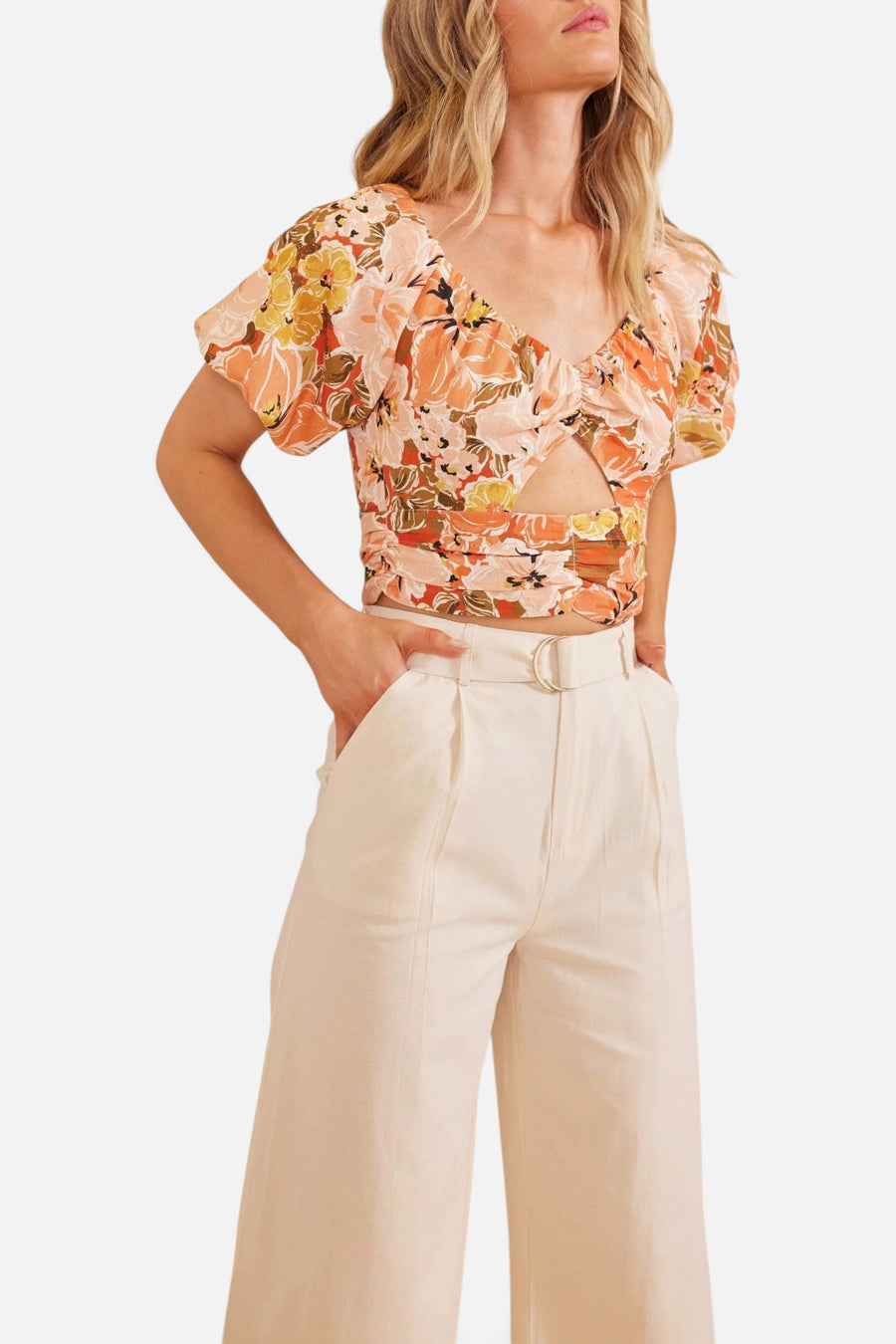 Tahlia Tie Back Top in Floral – front view