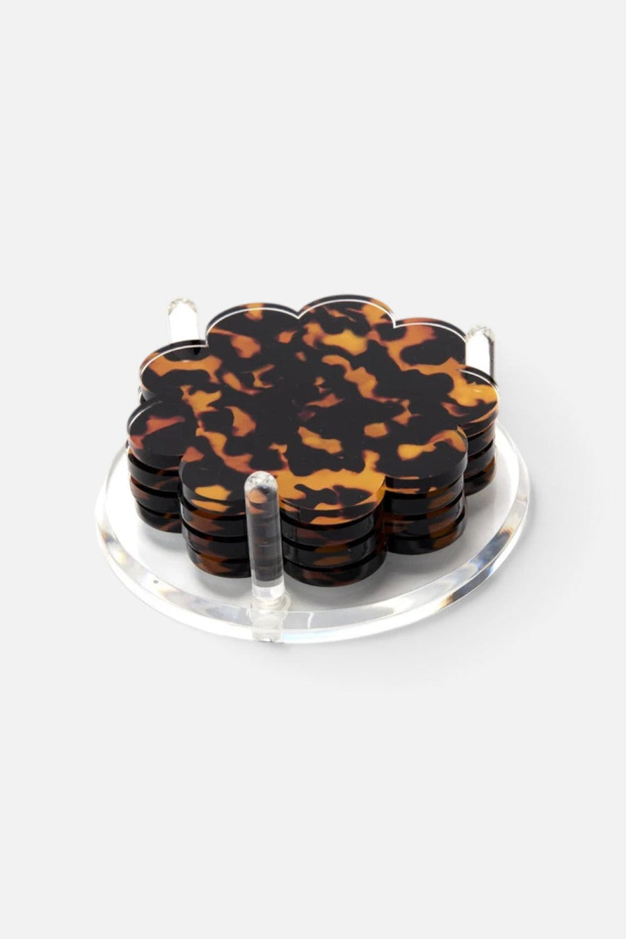 Tara Wilson Designs Tortoise Scallop Coasters, Set of 4 – front view