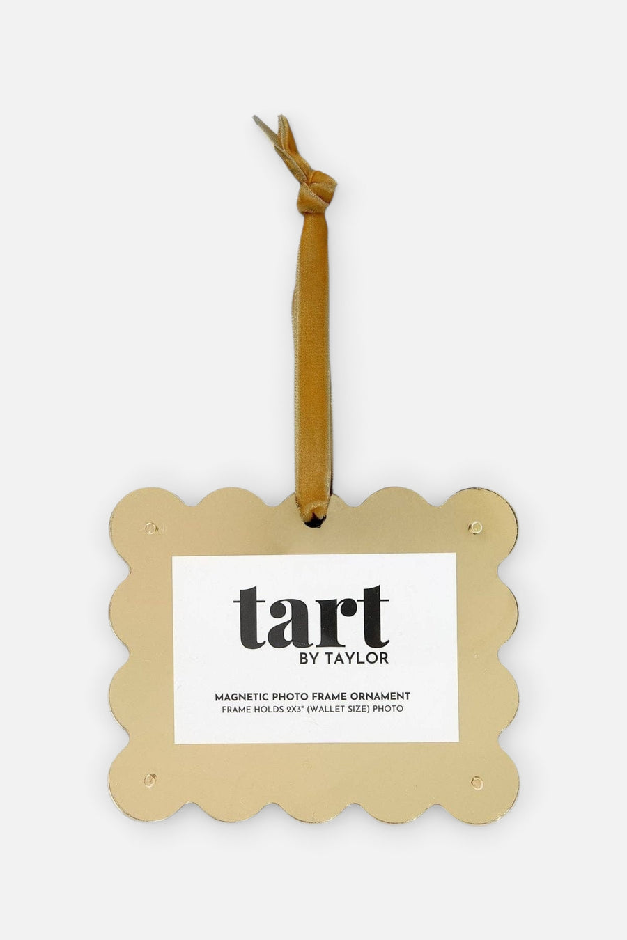 Tart By Taylor Chrome Frame Ornament in Gold – front view