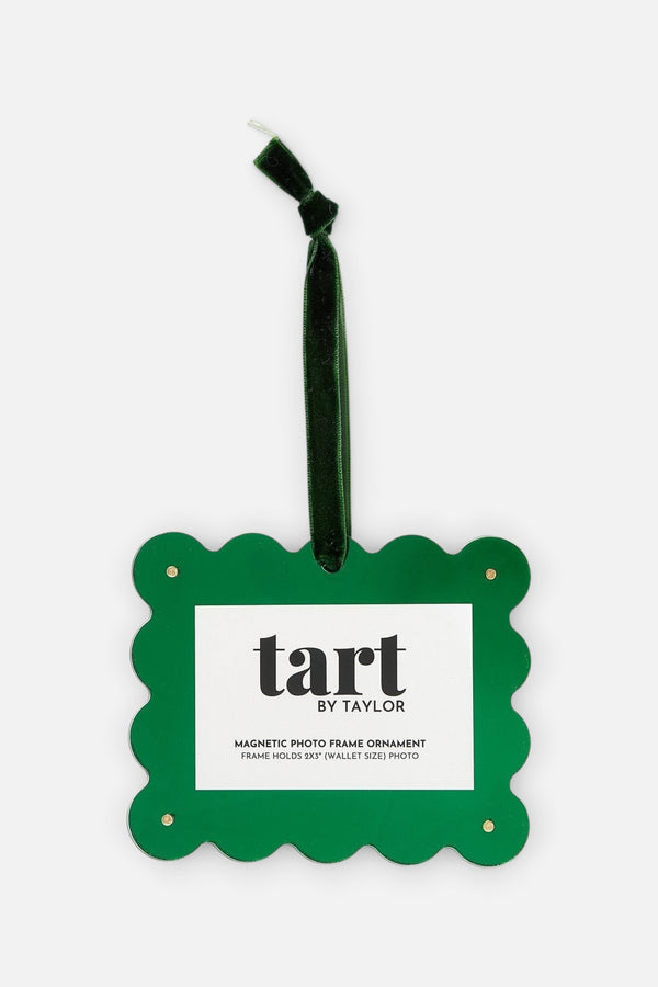 Chrome Frame Ornament in Green