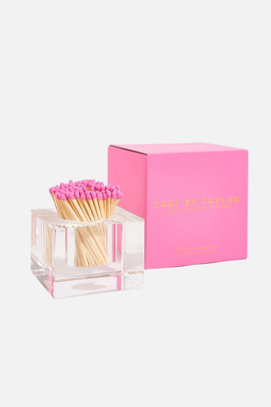 Tart by Taylor Square Match Striker with Hot Pink Matches – front view