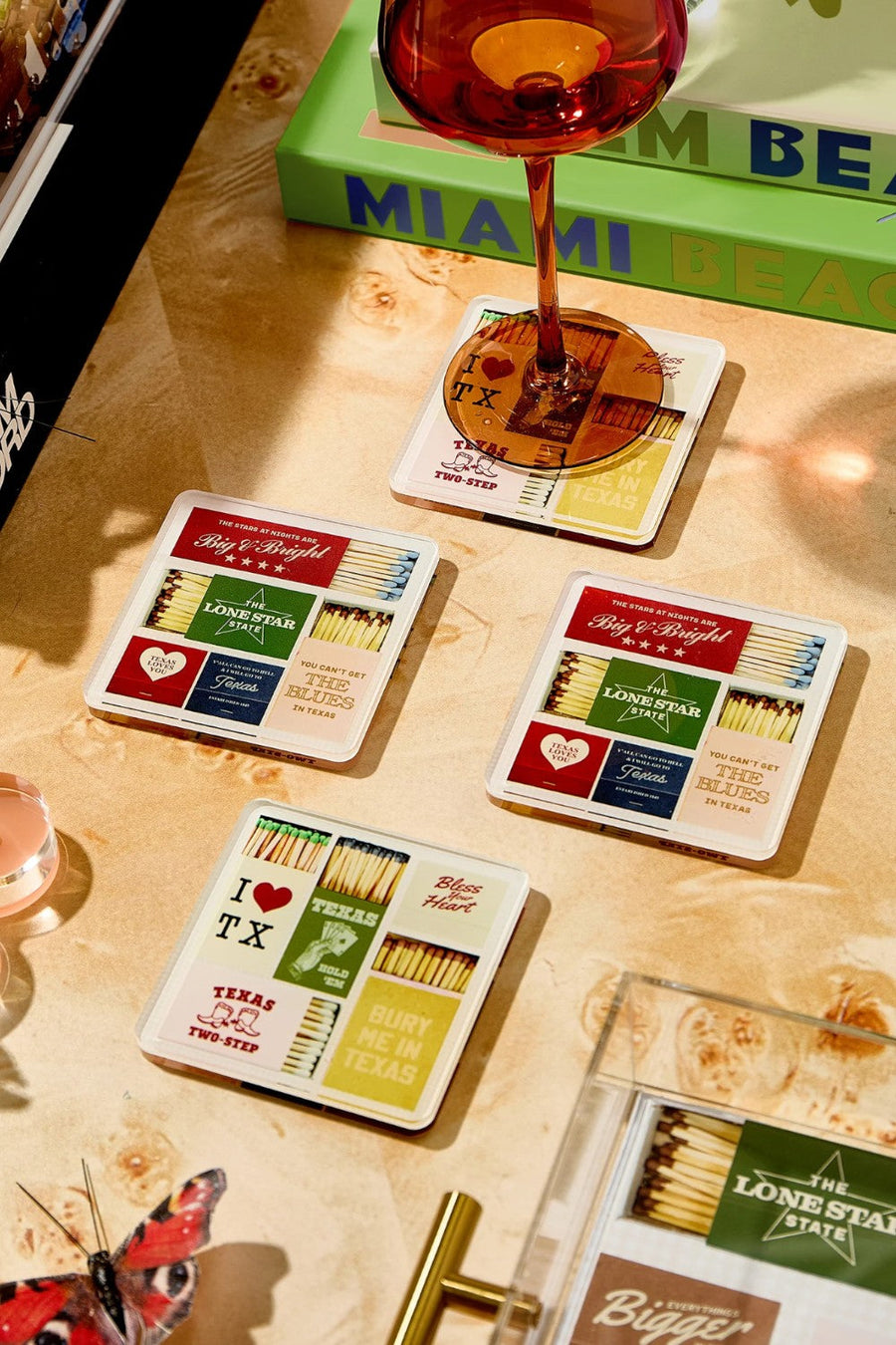Tart by Taylor Texas Matchbook Coasters - Set of 4 – side view