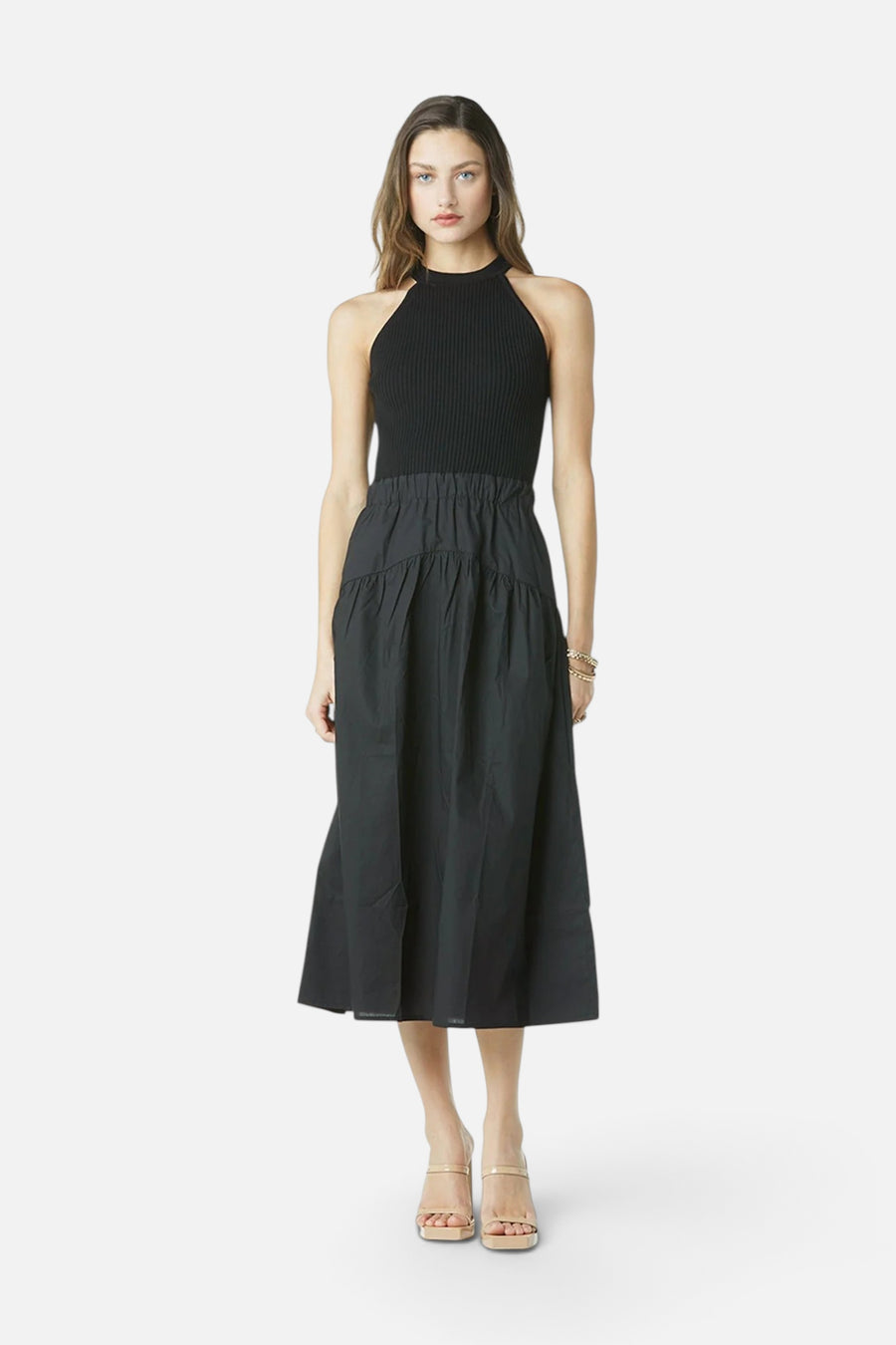 Tart Collections Harbor Knit Dress in Black – front view