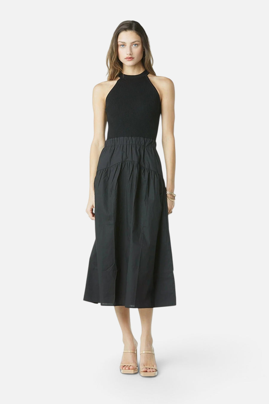 Tart Collections Harbor Knit Dress in Black – side view