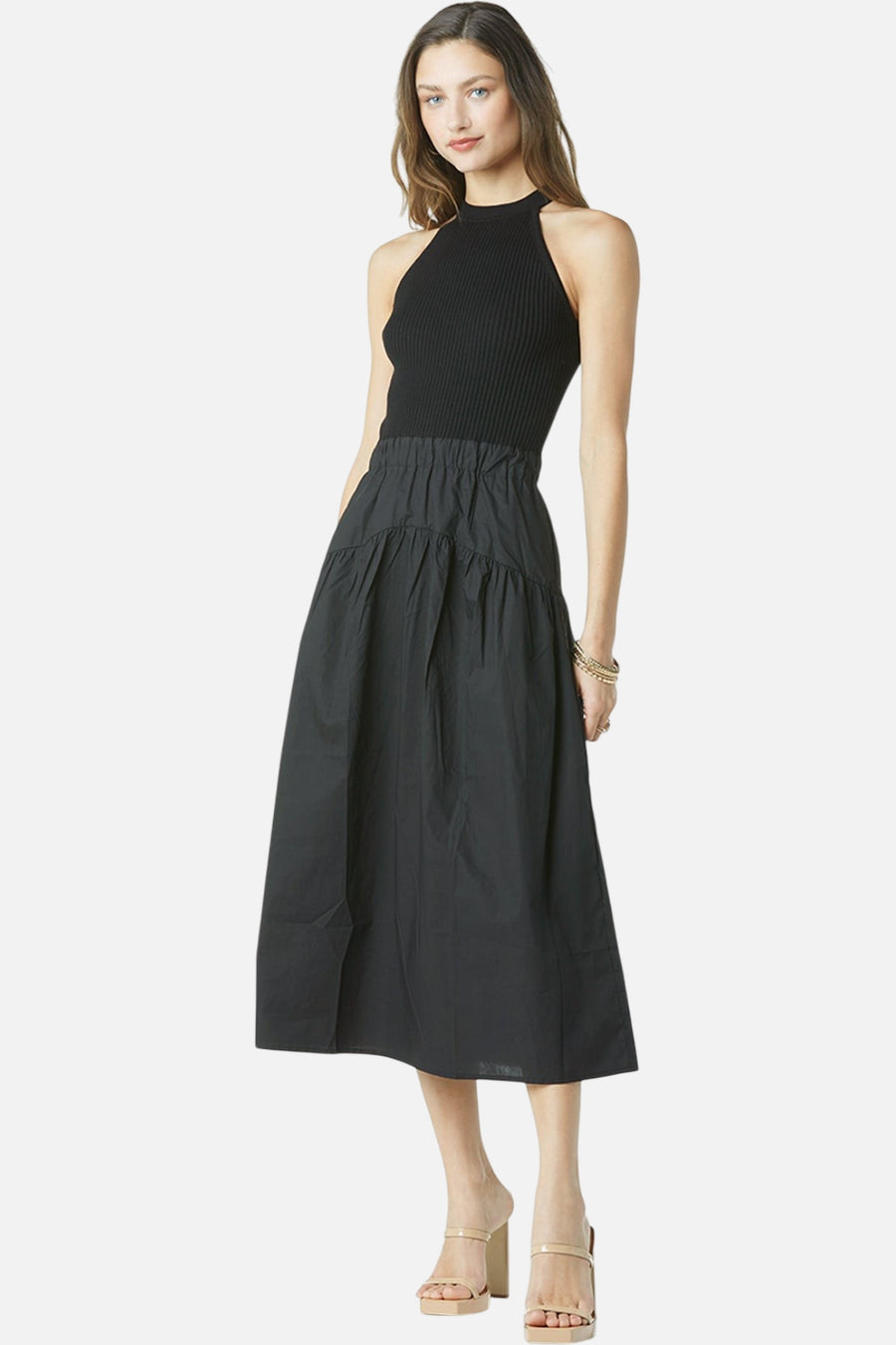 Tart Collections Harbor Knit Dress in Black – side view