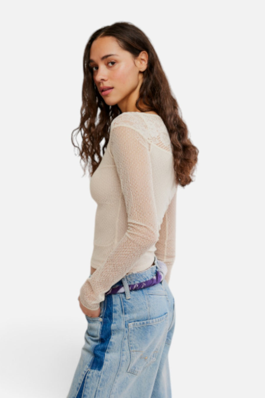 Free People Night Mode Long Sleeve Layering Top in Tea