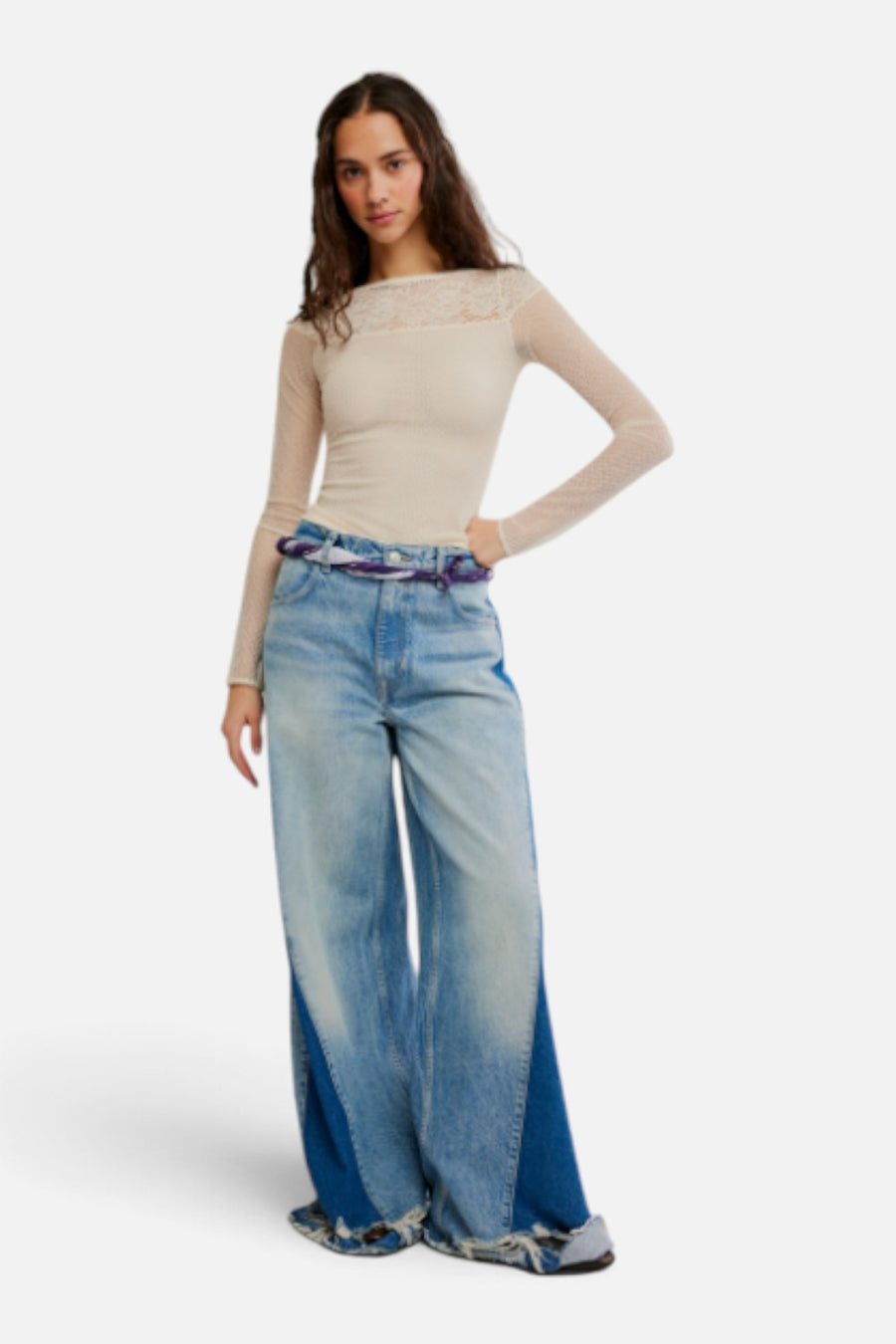 Free People Night Mode Long Sleeve Layering Top in Tea