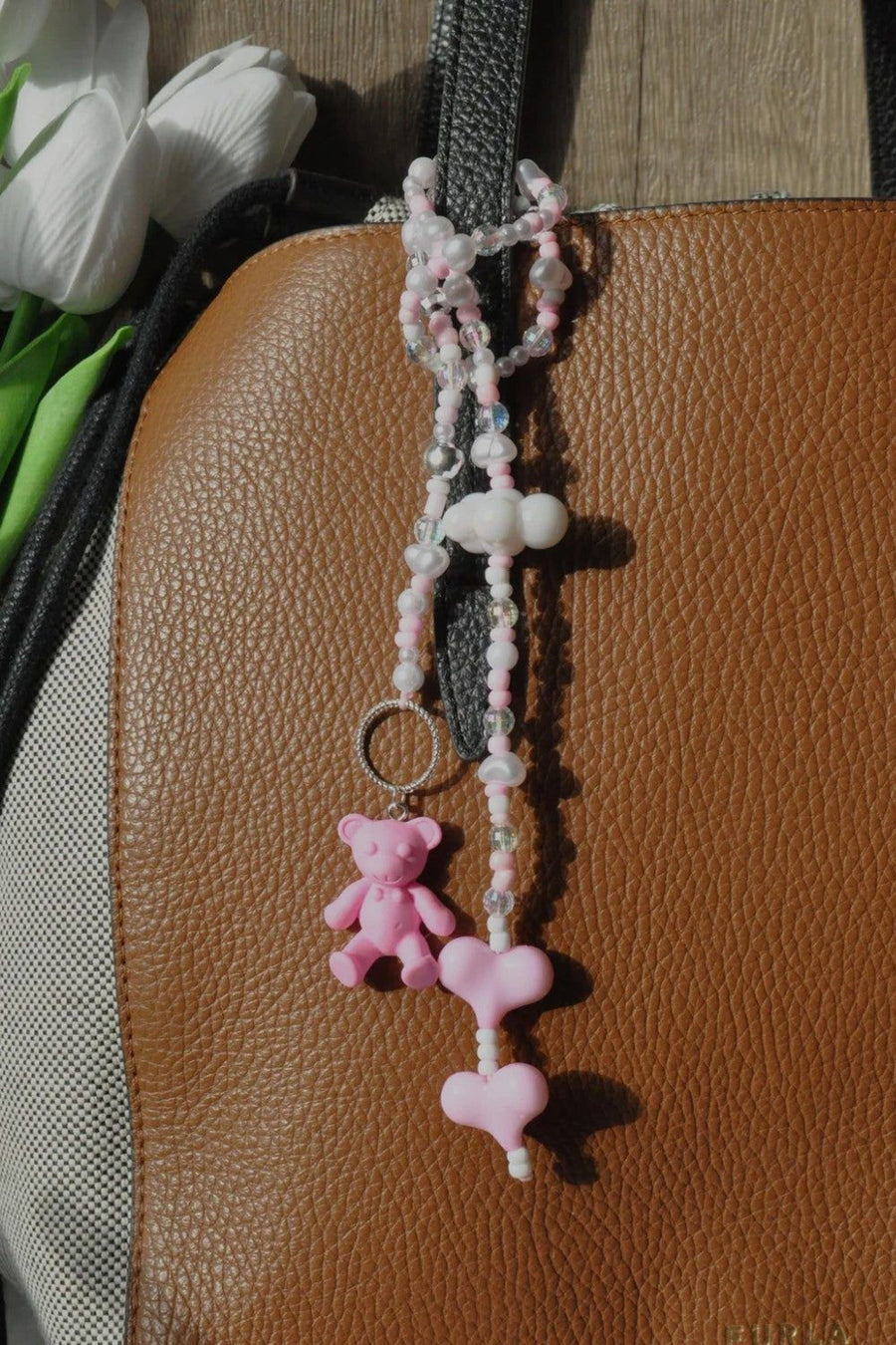 Teddy Bear Bag Charm – side view