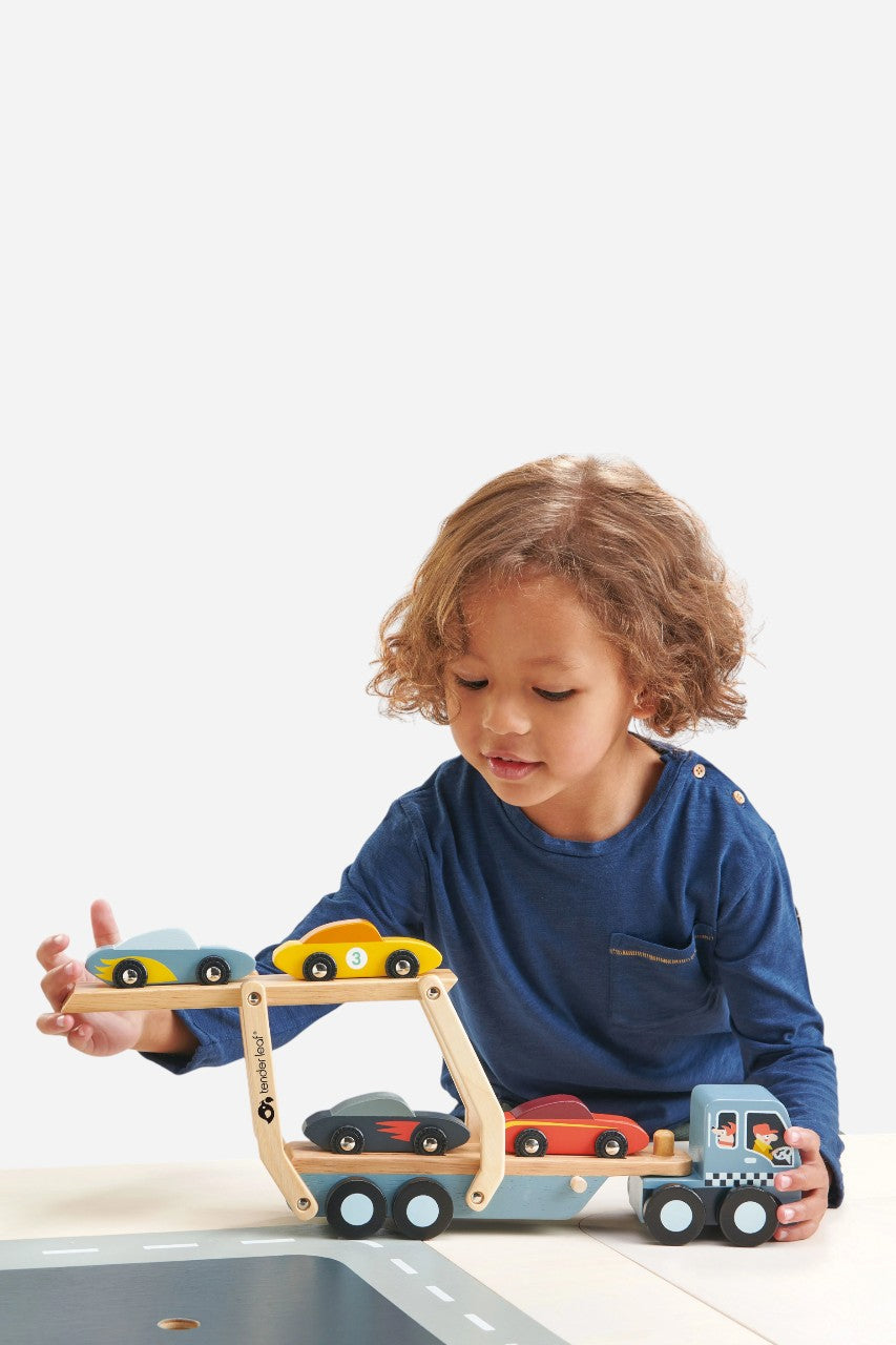 Tender Leaf Toy Car Transporter – flat lay