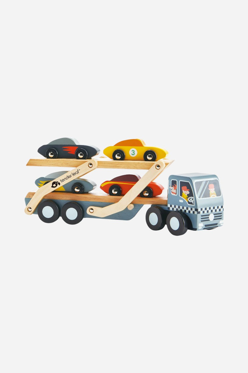 Tender Leaf Toy Car Transporter – side view