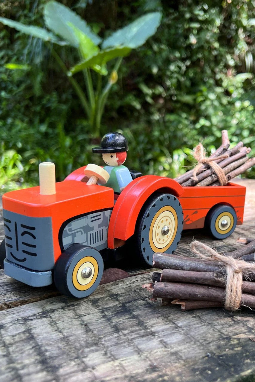 Tender Leaf Toy Farmyard Tractor – side view
