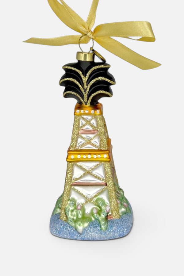 Texan Christmas Oil Derrick Blown Glass Ornament, 2026 Edition