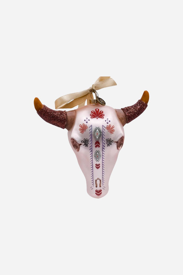 Texan Christmas Steer Head Skull Christmas Ornament