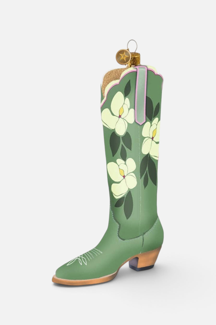 Texan Christmas x Petite Paloma Maggie Magnolia Boot Ornament – front view