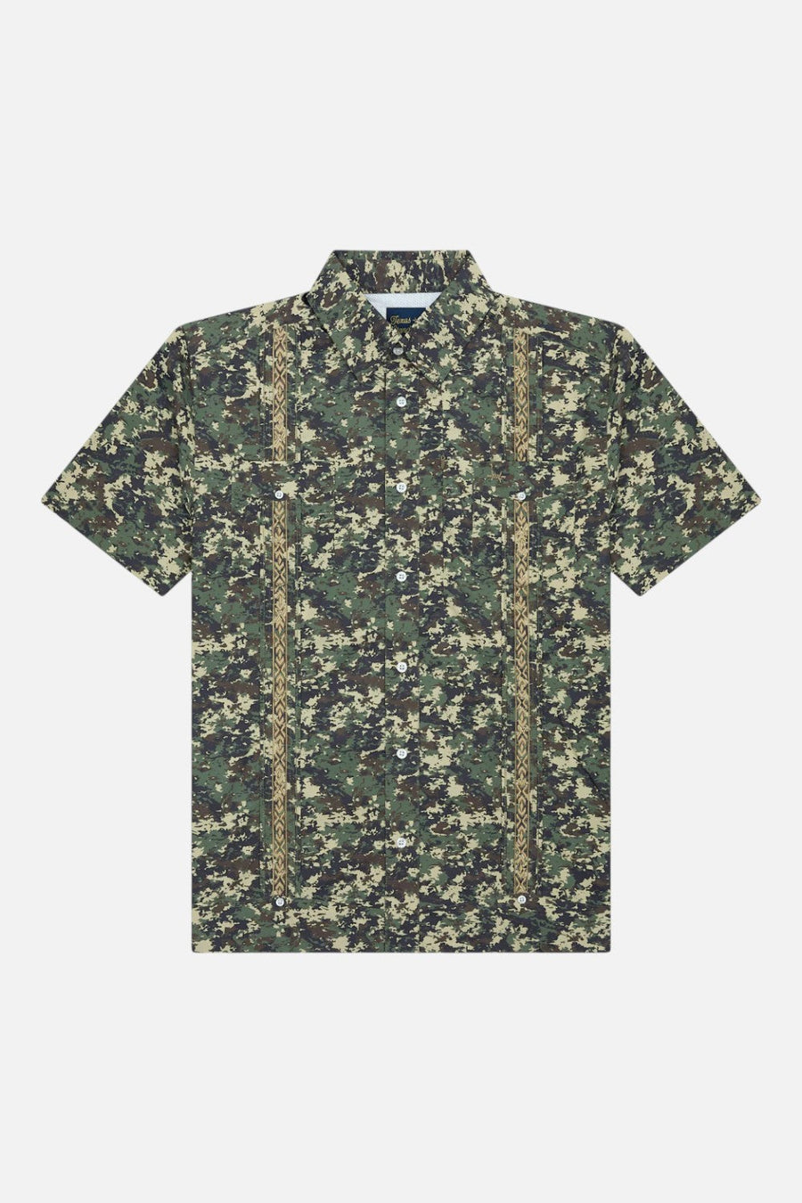 Texas Standard Guayabera Libre Short Sleeve Shirt in Field Camo – front view