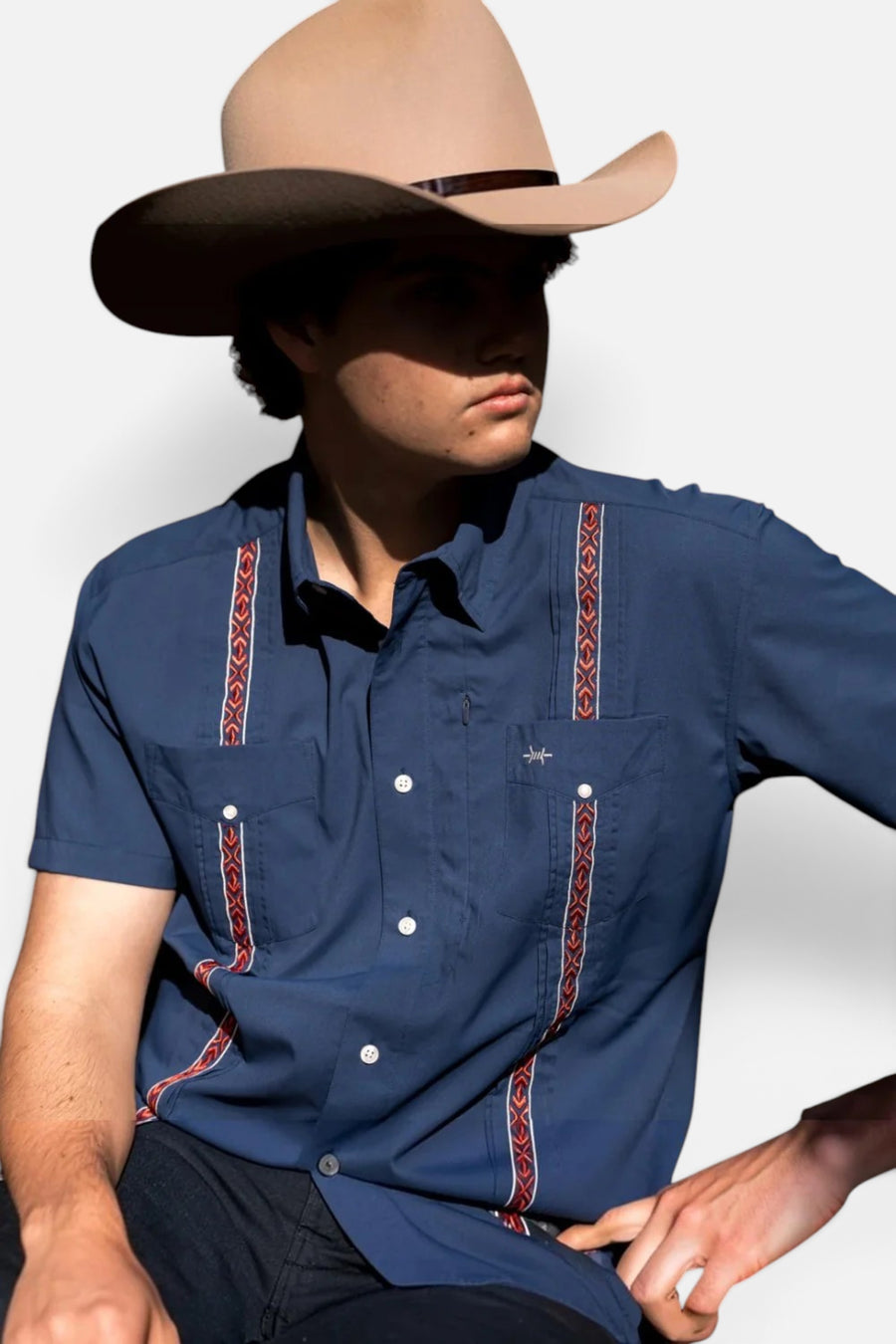 Texas Standard Guayabera Libre Short Sleeve Shirt in Libertad – detail