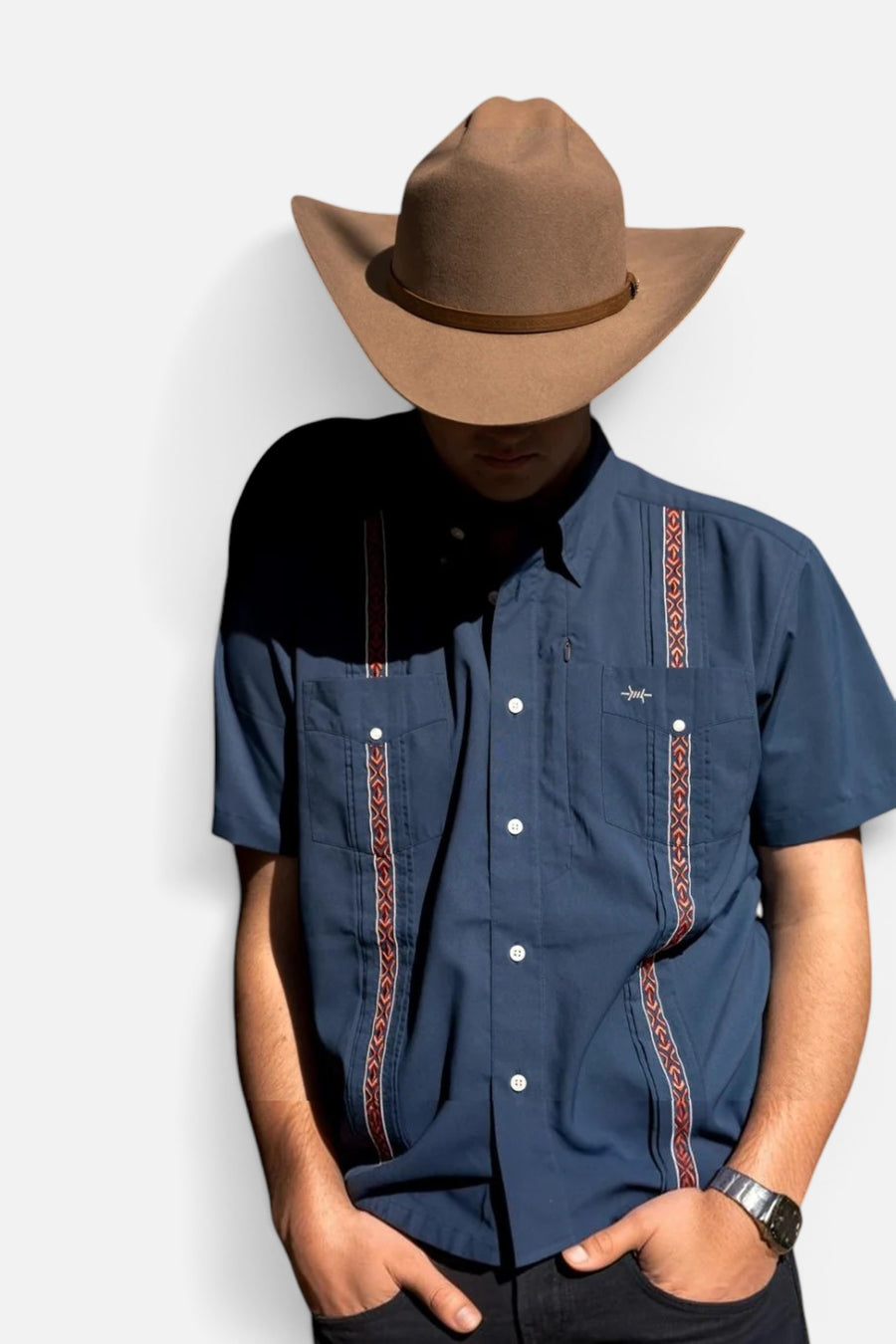Texas Standard Guayabera Libre Short Sleeve Shirt in Libertad – flat lay