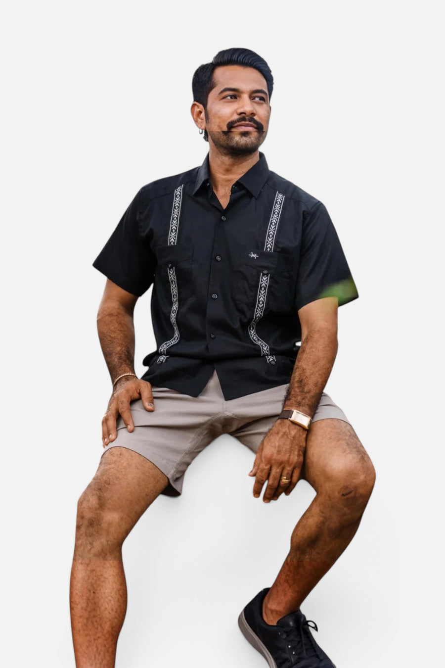 Texas Standard Tejas Guayabera Short Sleeve Shirt in Diablo Plata – back view