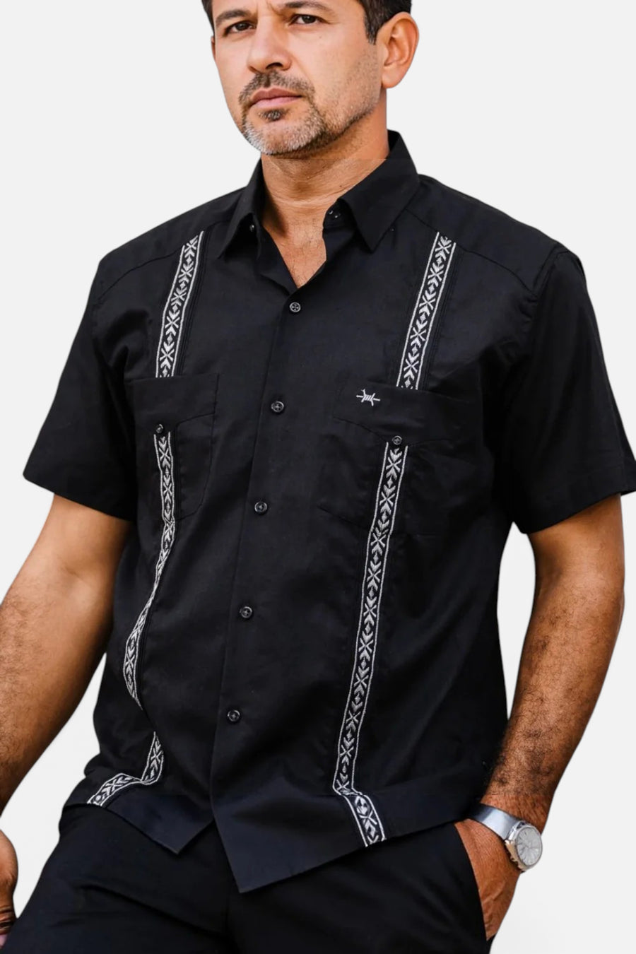 Texas Standard Tejas Guayabera Short Sleeve Shirt in Diablo Plata – side view