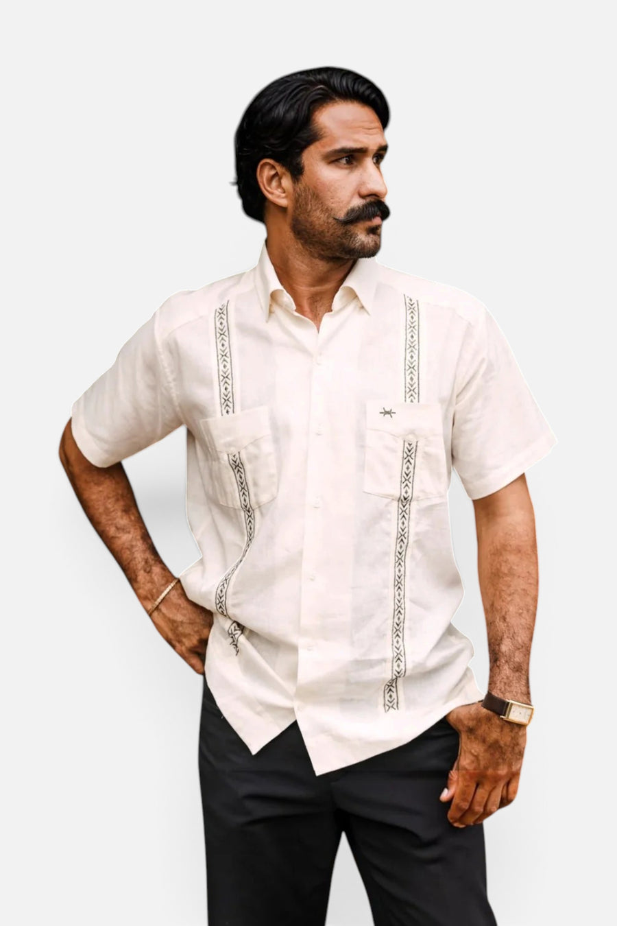 Texas Standard Tejas Guayabera Short Sleeve Shirt in Flores – alternate
