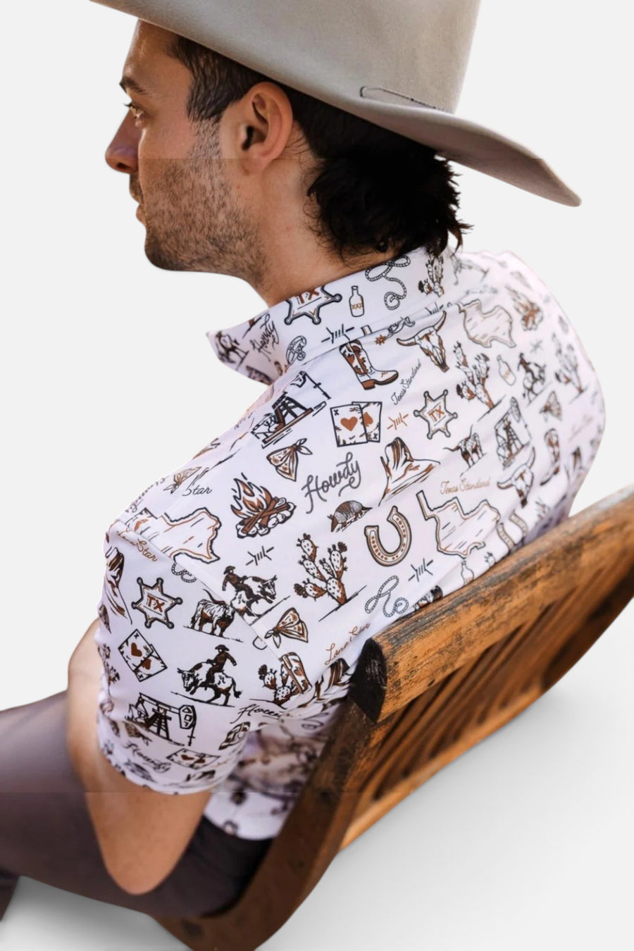 Texas Standard Traditions Polo Outlaw in Tan – back view