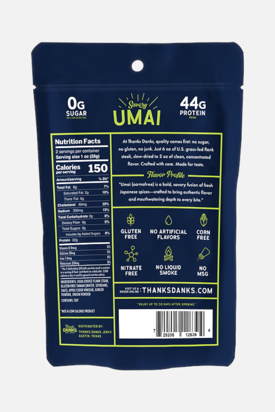 Thanks Danks Umai Jerky – back view