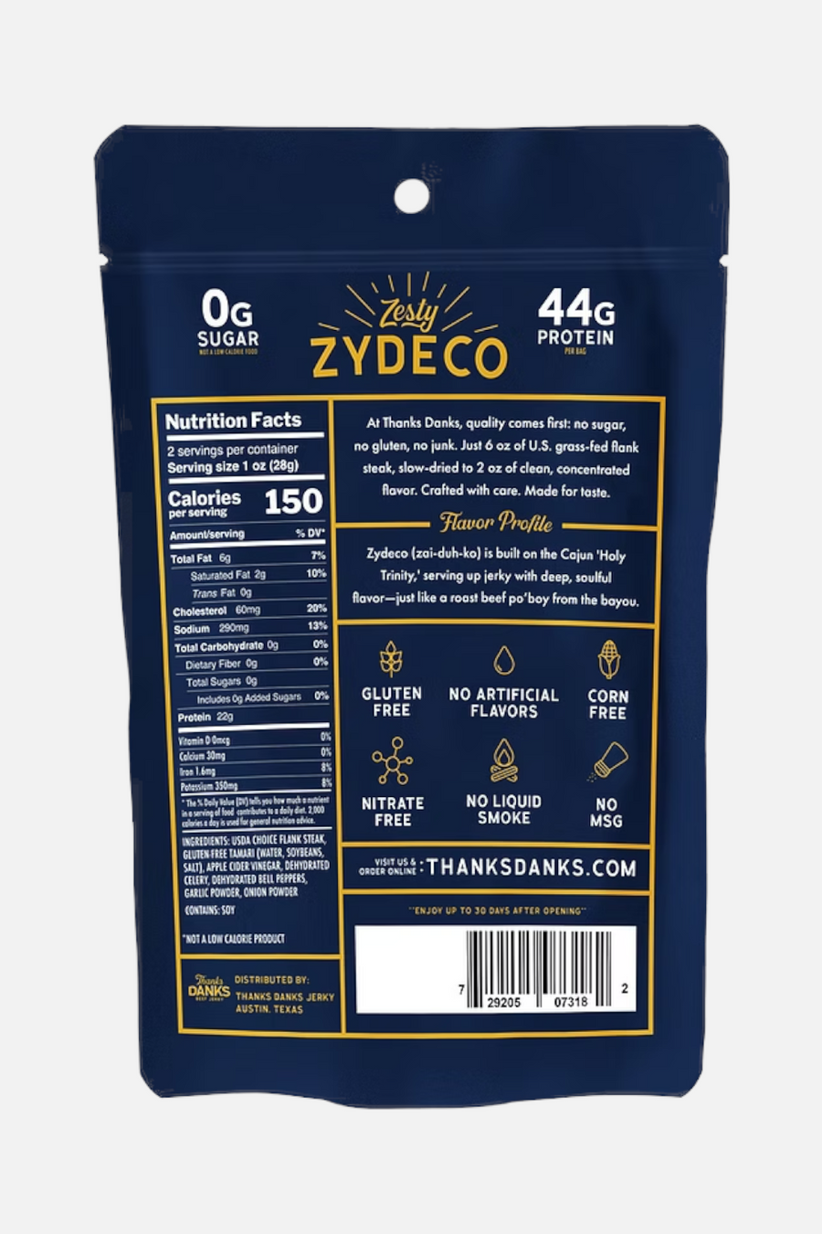 Thanks Danks Zydeco Jerky – back view