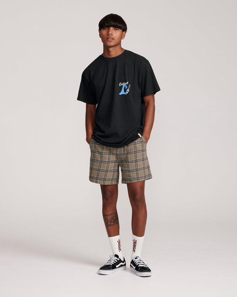 The Critical Slide Society Crafty Tee in Vintage Black – flat lay