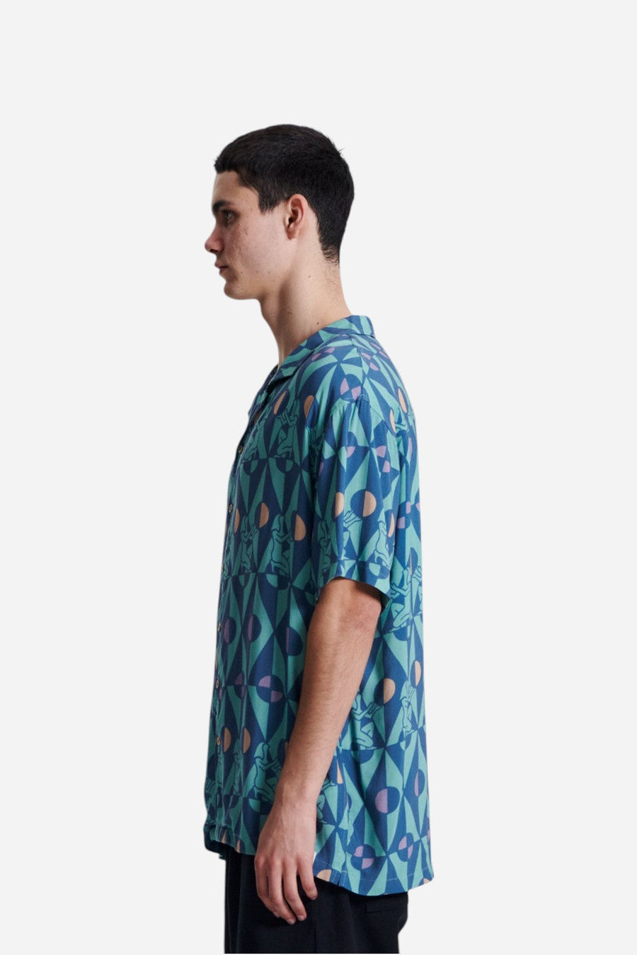 The Critical Slide Society Future Short Sleeve Shirt in Teal – back view