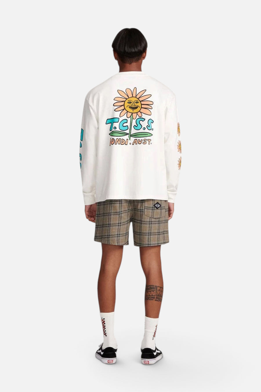The Critical Slide Society Grande Long Sleeve Tee in Vintage White – flat lay