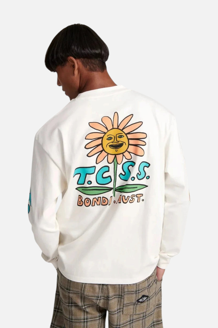 The Critical Slide Society Grande Long Sleeve Tee in Vintage White – front view