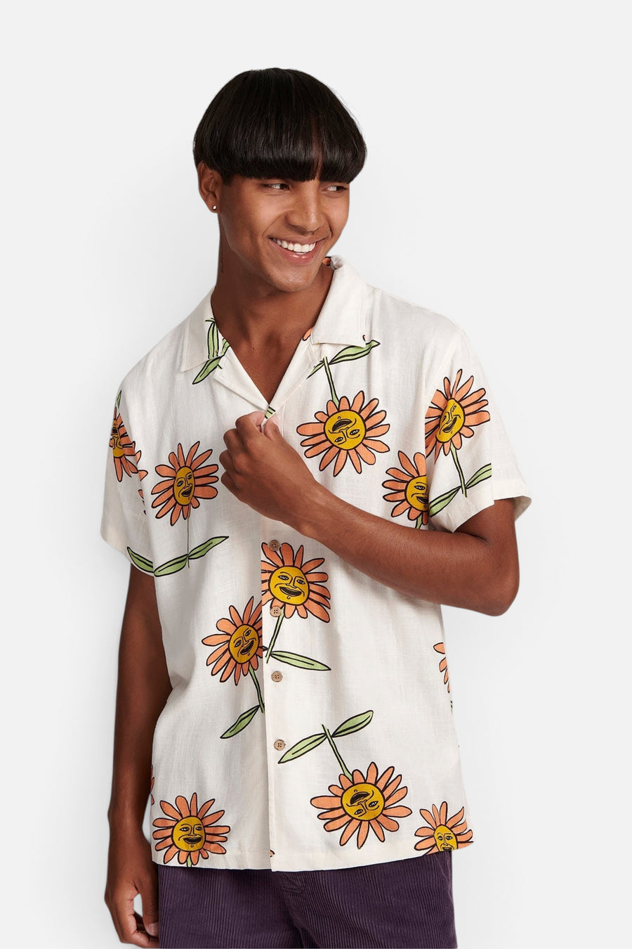 The Critical Slide Society Grande Resort Shirt in White – flat lay