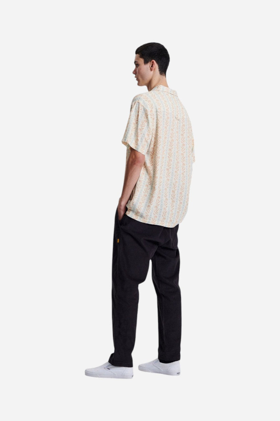 The Critical Slide Society Gravity Short Sleeve Shirt in Ecru – detail