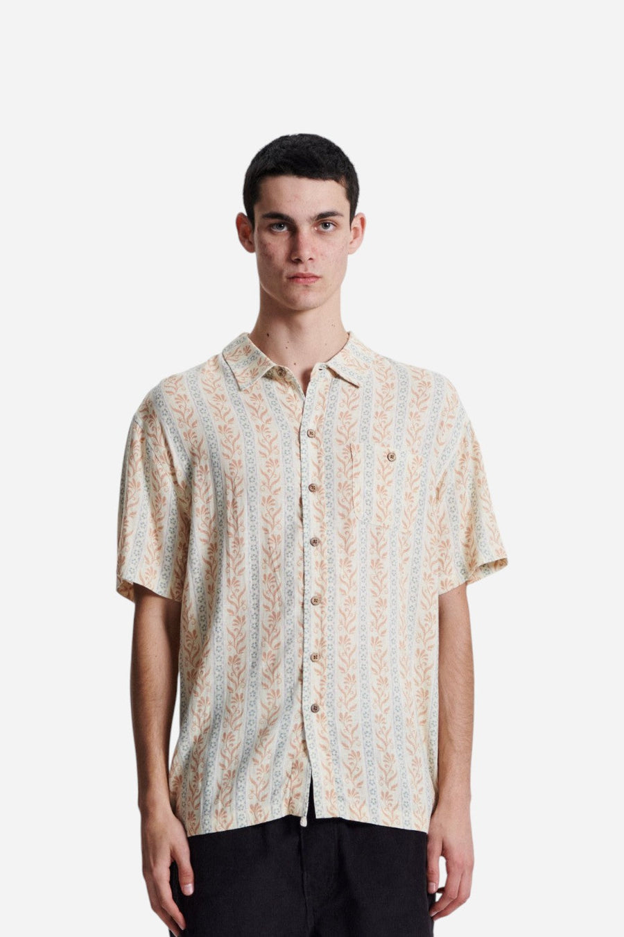 The Critical Slide Society Gravity Short Sleeve Shirt in Ecru – front view