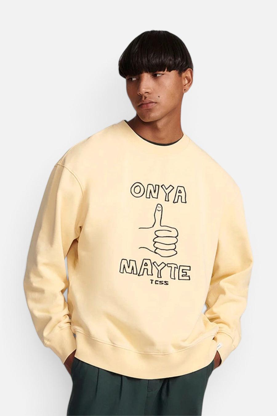 The Critical Slide Society Mayte Crewneck in Sunshine – front view