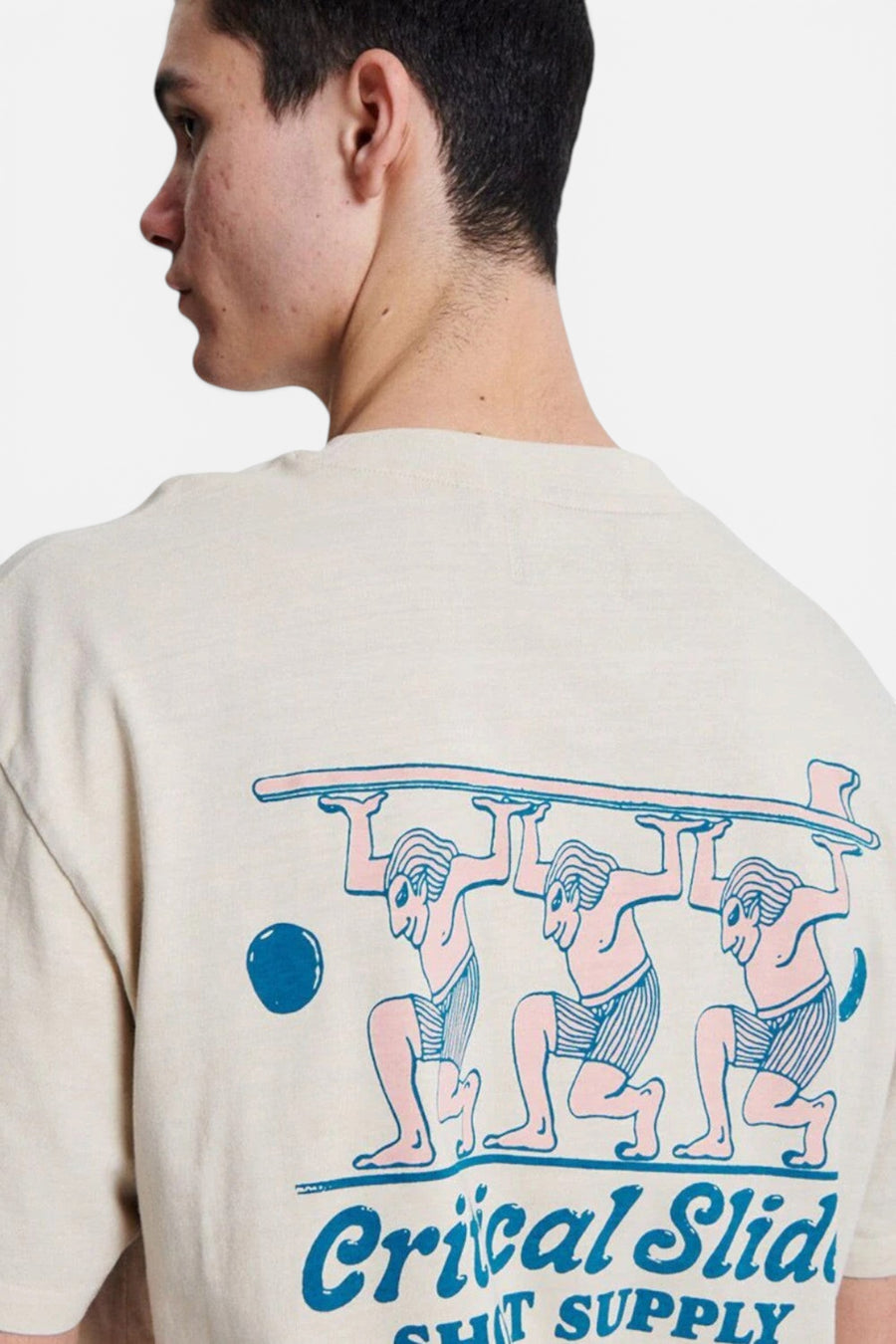 The Critical Slide Society Short Supply T-Shirt in Bone – detail