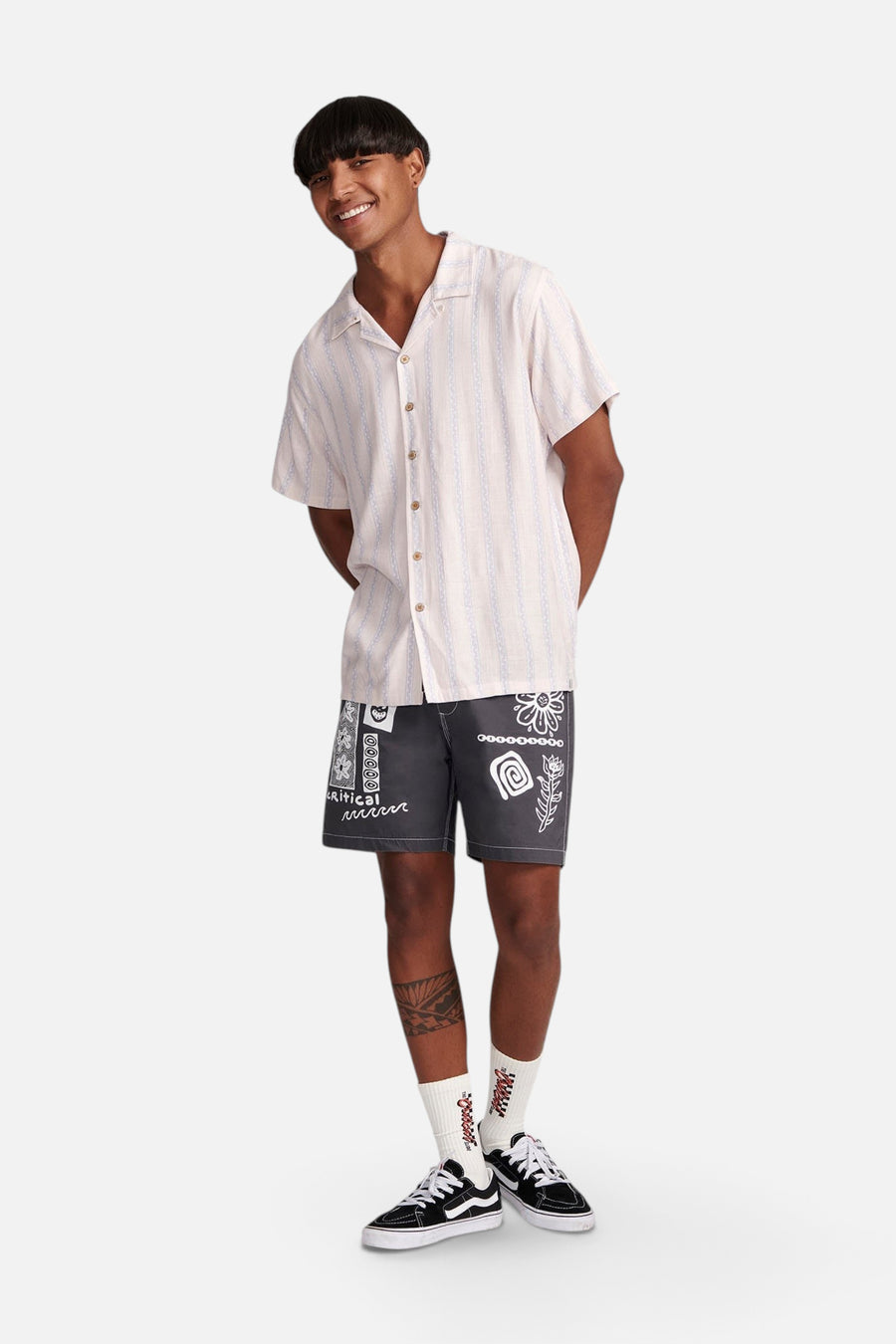 The Critical Slide Society Sideline Shirt in Salmon Stripe – back view