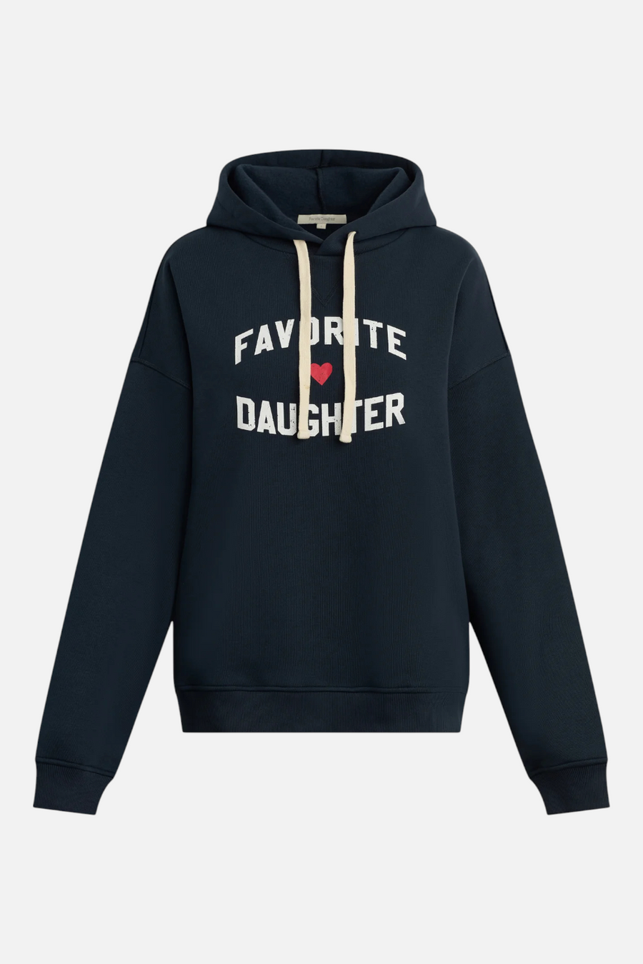 The Favorite Daughter Heart Hoodie in Navy and White – front view