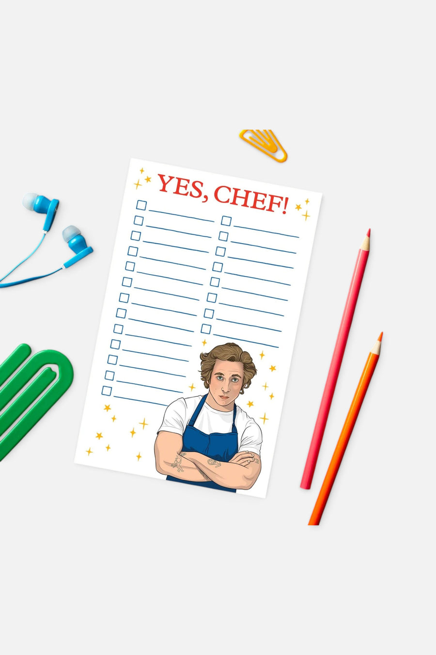 The Found Yes, Chef! Checklist Notepad – back view
