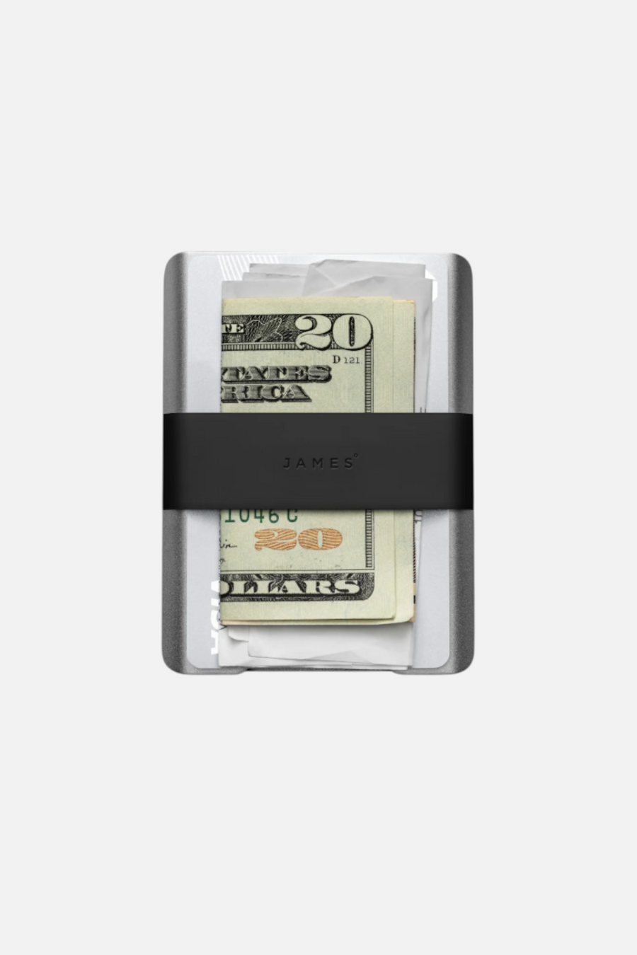 The James Brand Lowe Minimalist Cardholder in Silver & Black – back view