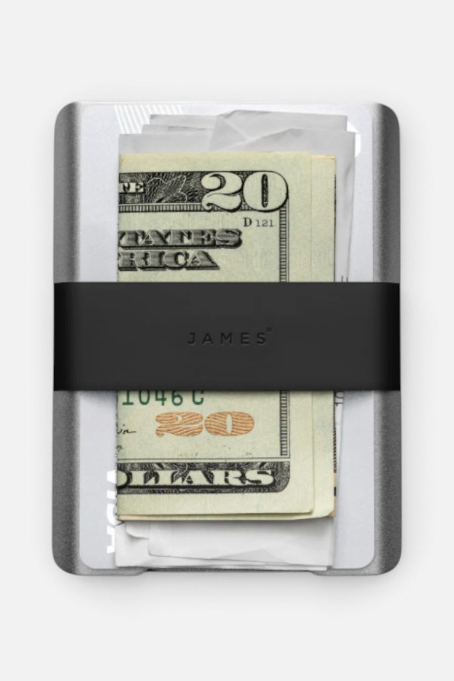 The James Brand Lowe Minimalist Cardholder in Silver & Black – side view