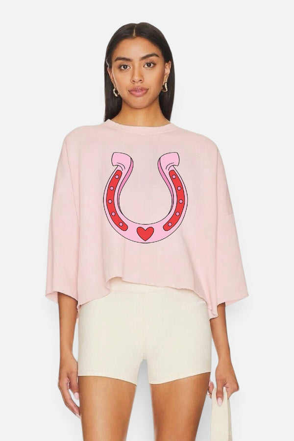 The Laundry Room Lucky Heart Crop Jumper in Blush Pink