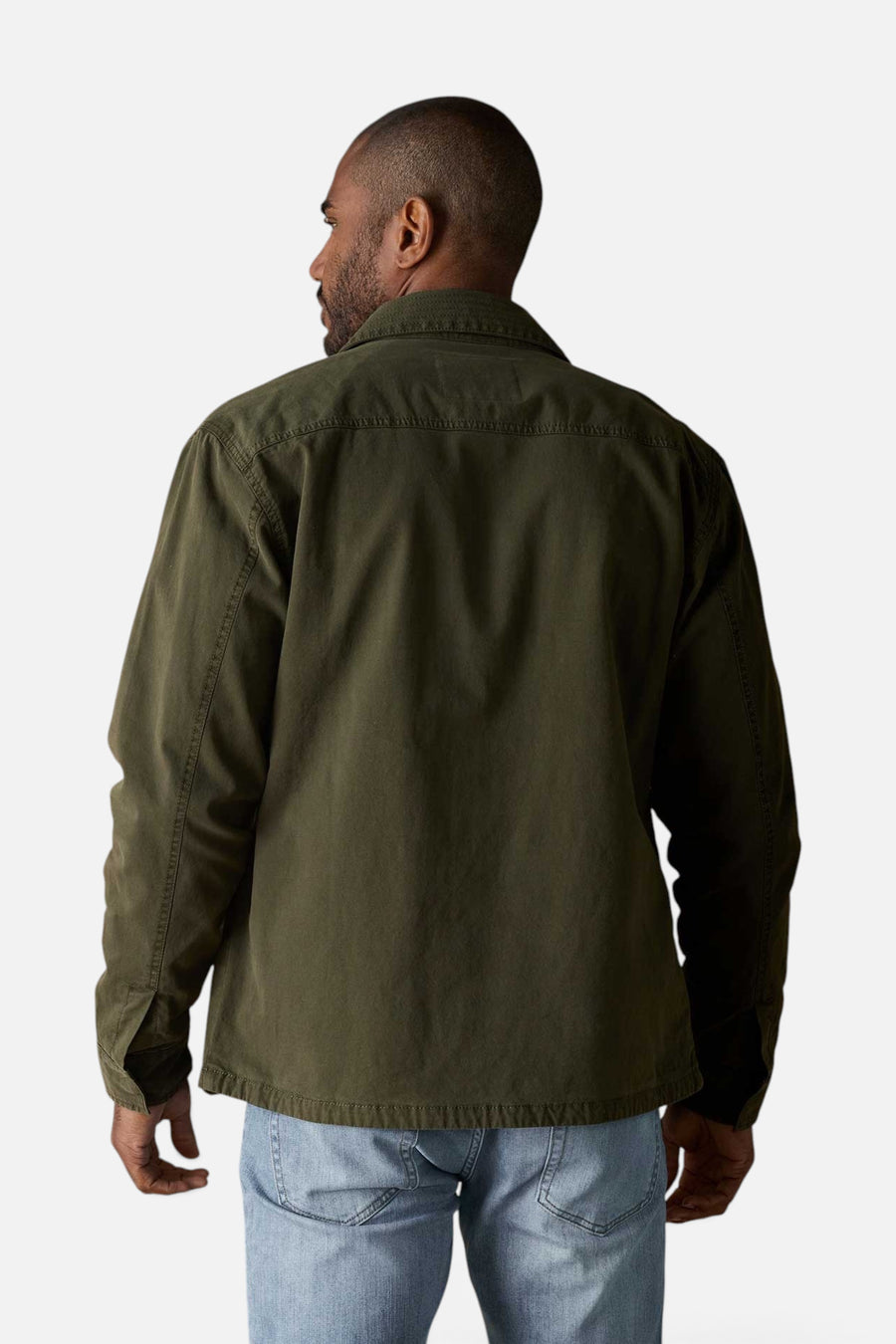 The Normal Brand James Canvas Military Jacket in Dusty Olive – back view
