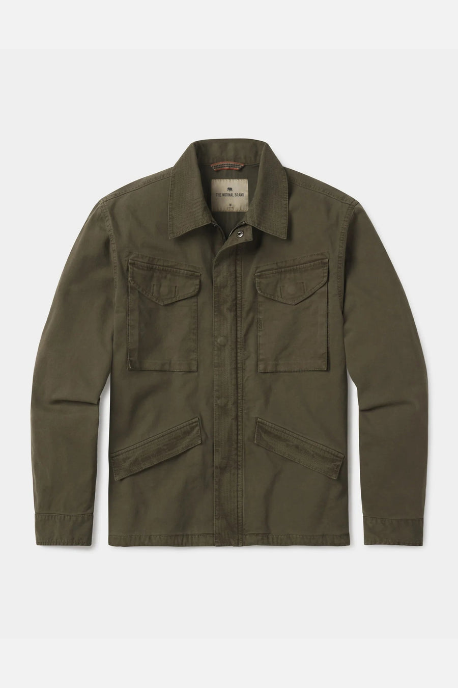 The Normal Brand James Canvas Military Jacket in Dusty Olive – side view