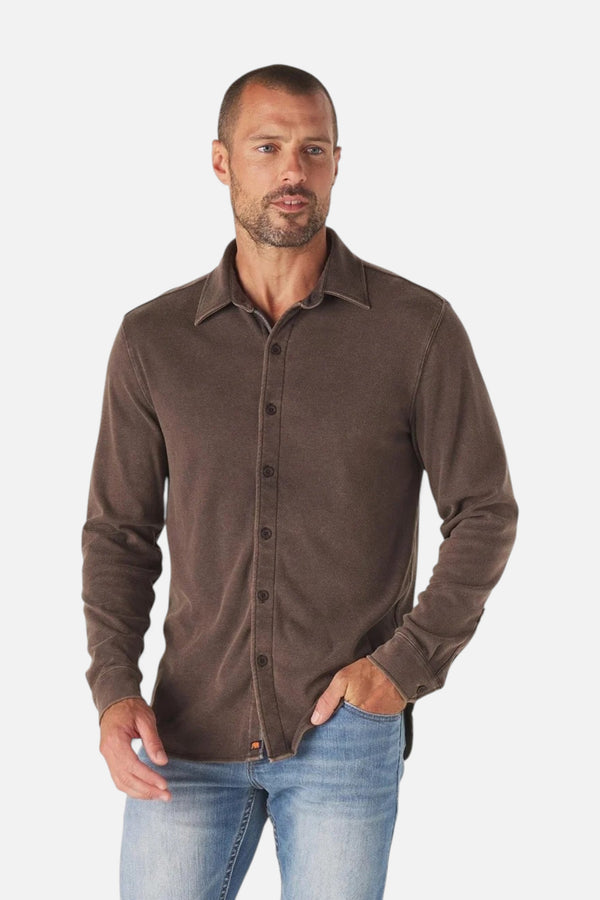 The Normal Brand Puremeso Acid Wash Button Up Shirt in Charcoal