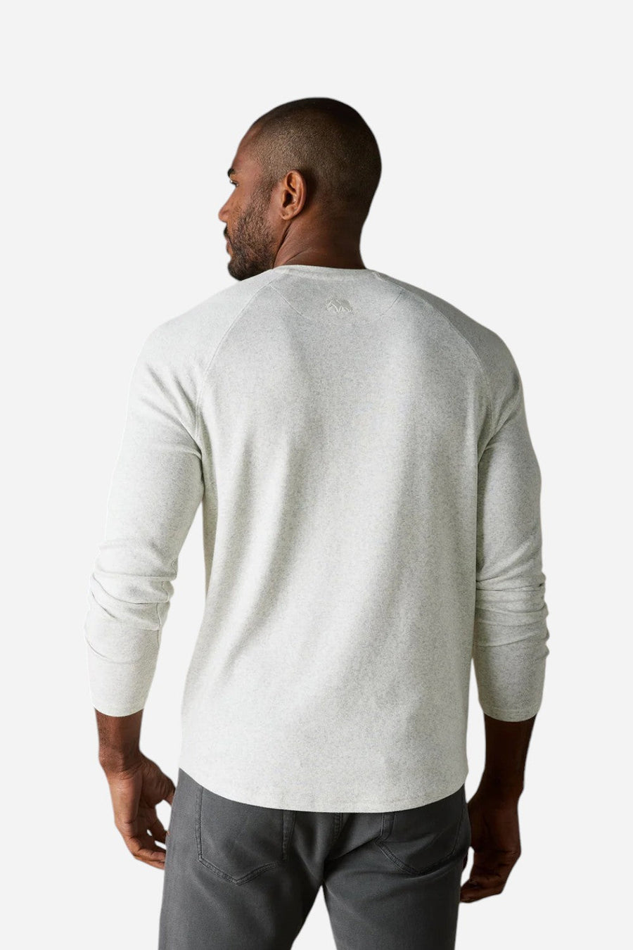 The Normal Brand Puremeso Everyday Henley in Stone – back view