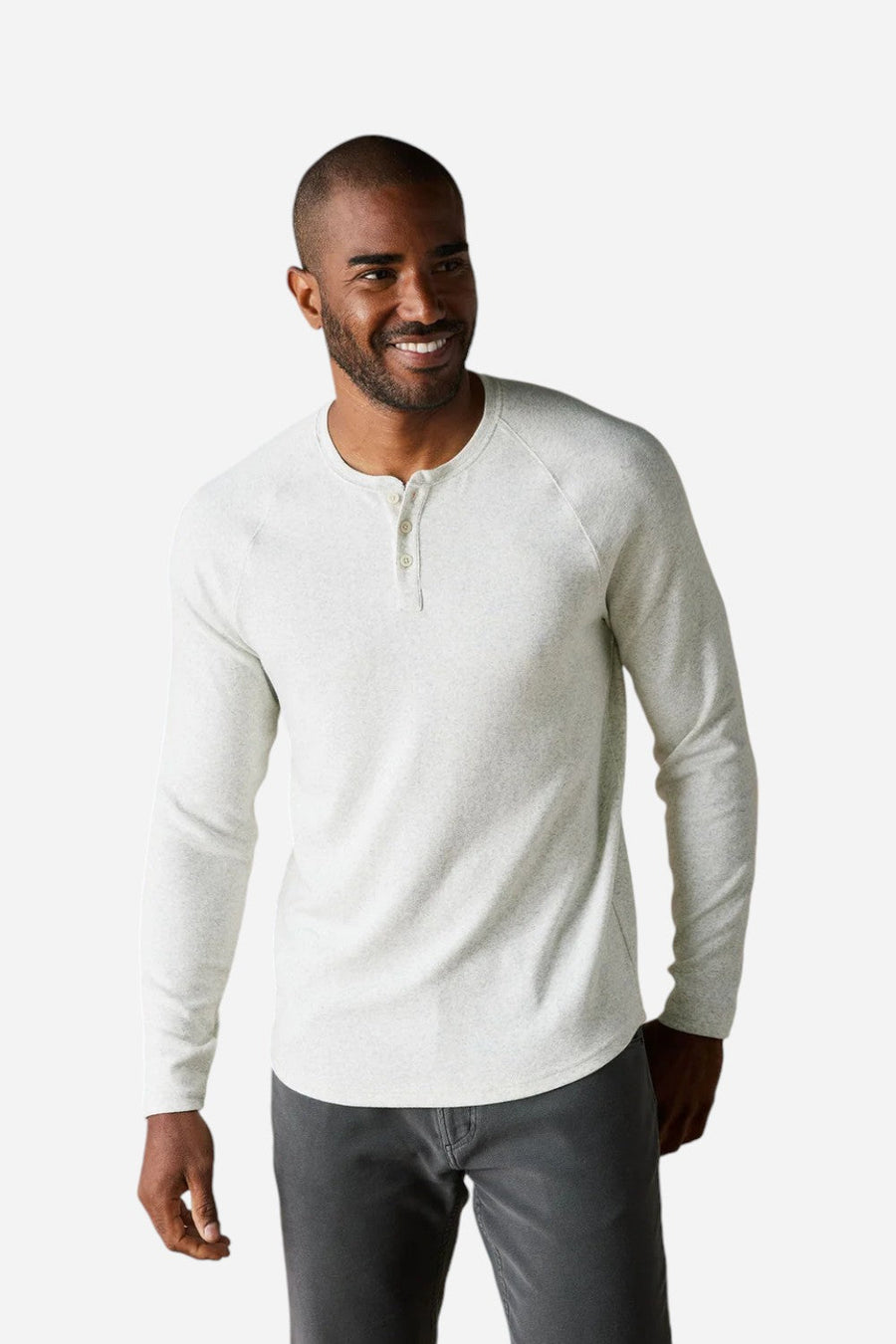 The Normal Brand Puremeso Everyday Henley in Stone – front view