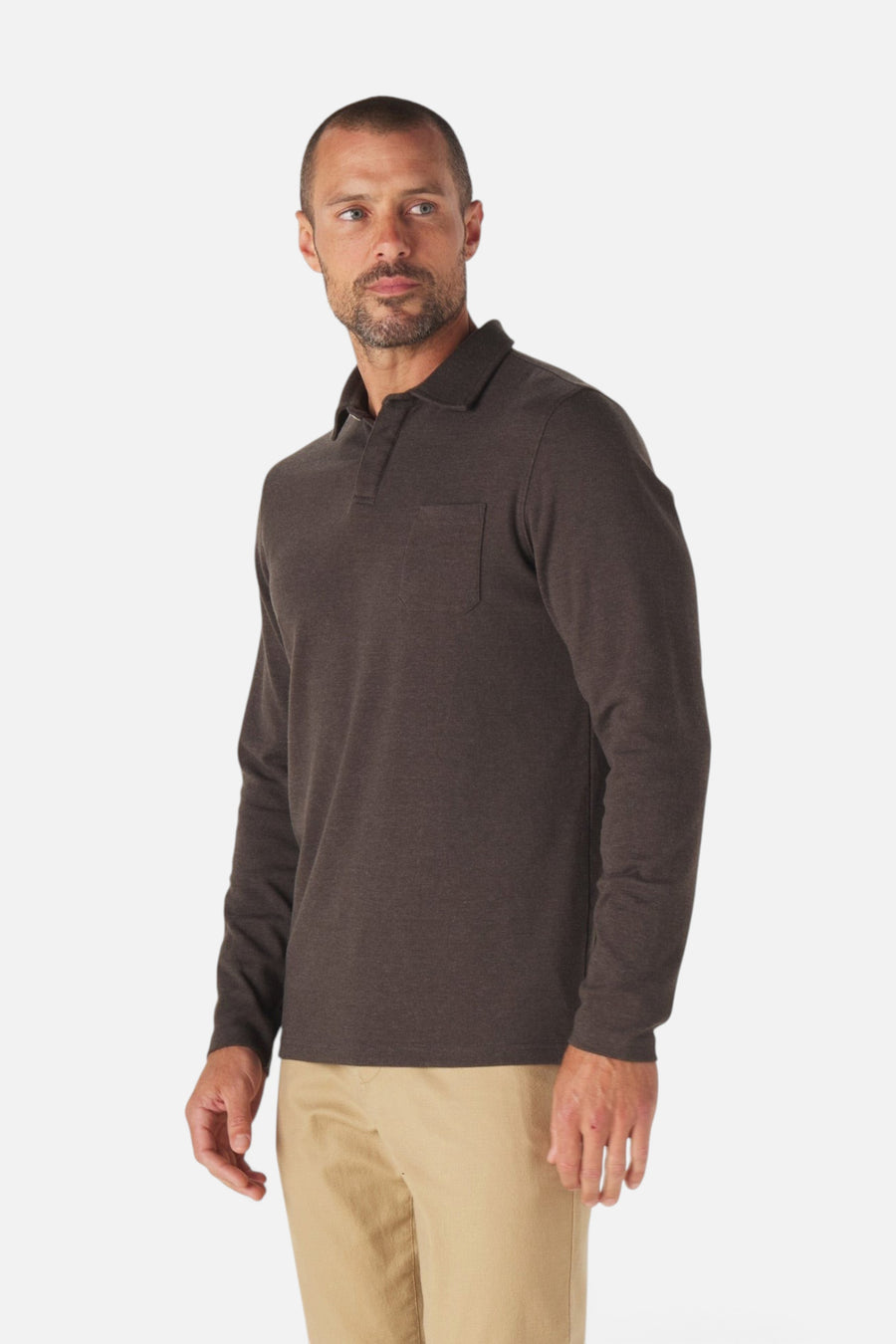 The Normal Brand Puremeso Weekend Polo in Charcoal – back view