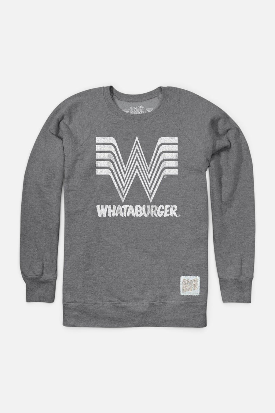 The Original Retro Brand Whataburger Long Sleeve Fleece In Heather Grey – front view